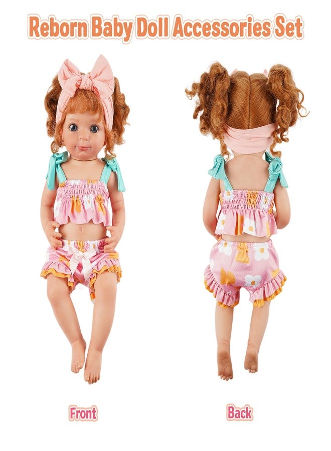 BABESIDE 7-Piece Reborn Baby Doll Clothes Set for 16-20 Inch Dolls, Washable Floral Outfit for Realistic Babydoll with Hat, Bag and Headband, Baby Doll Accessories Pretend Play Set for Kids Toddlers - Image 4